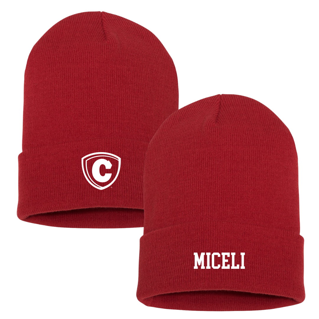 Carthage College Soccer (M) Red Beanie - #14 Theron Miceli