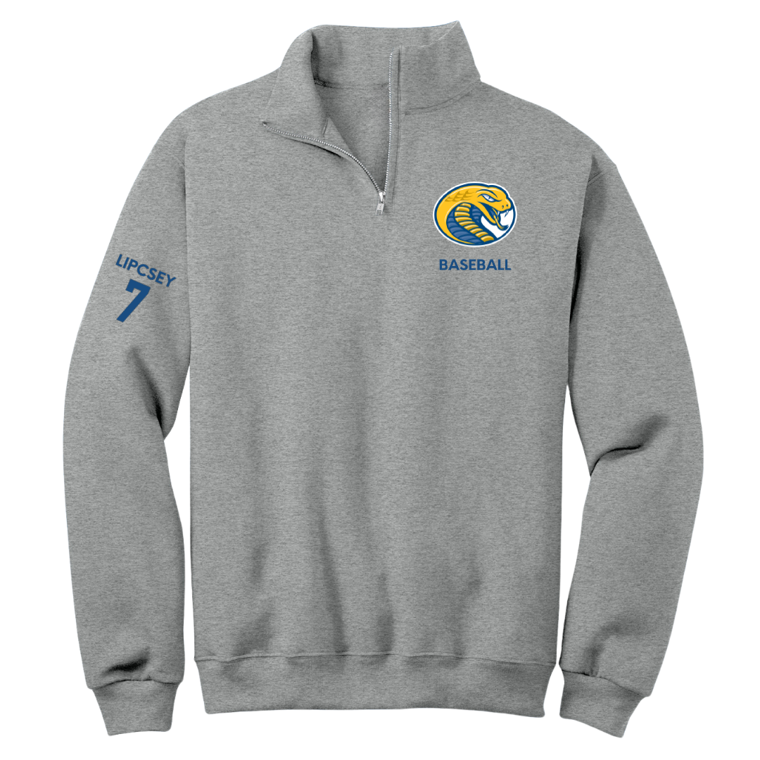 Coker University Baseball Sport Gray Quarter-Zip - #7 Matthew Lipcsey