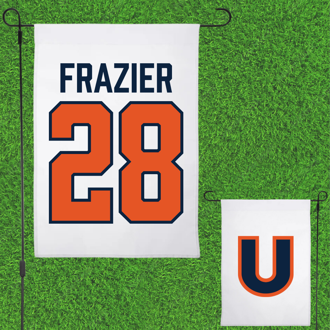 Utica University Football White Garden Flag - #28 Eze Frazier