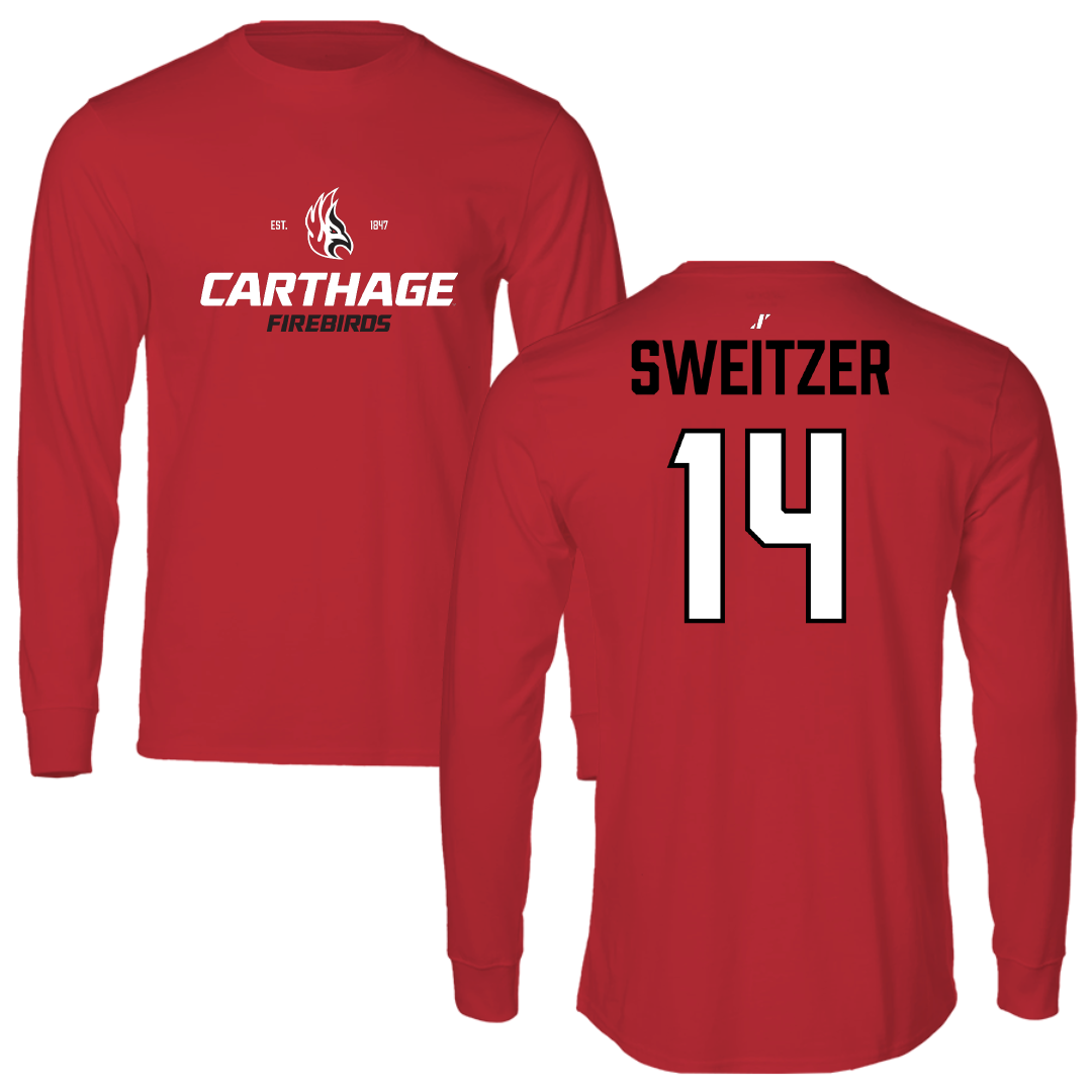 Carthage College Volleyball Red General Performance Long Sleeve - #14 Hudson Sweitzer