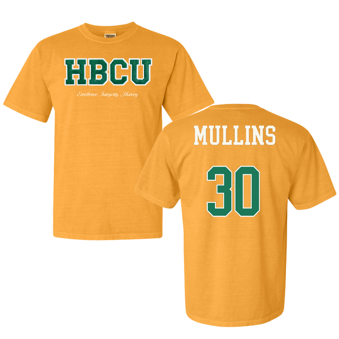 Norfolk State University Basketball (W) Gold HBCU Varsity Comfort Colors Tee - #30 Paris Mullins