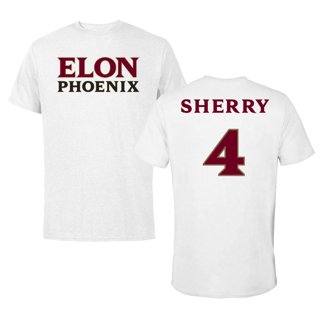 Elon University Basketball White Performance Tee - #4 Sam Sherry