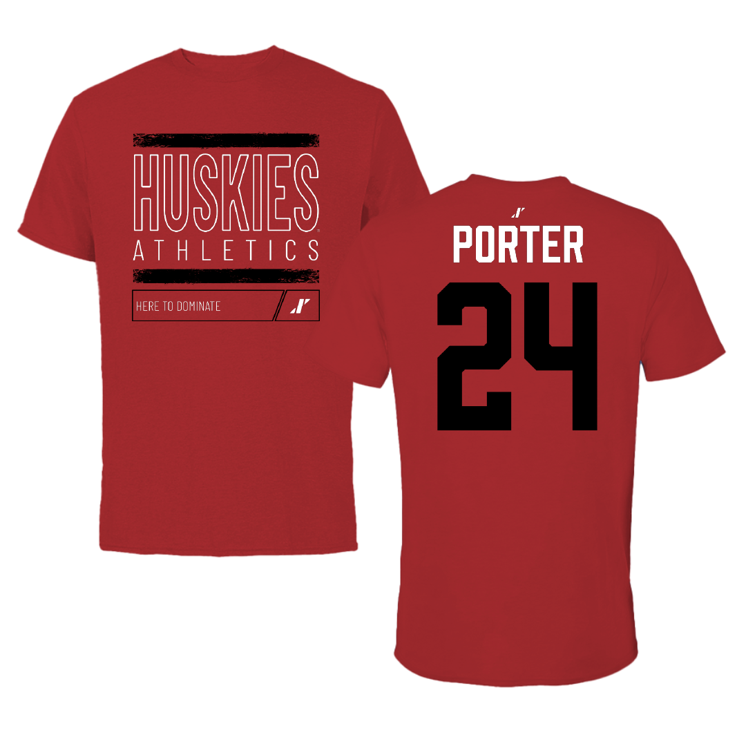 Northern Illinois University Football Canvas Red Dominate Tee - #24 Elijah Porter