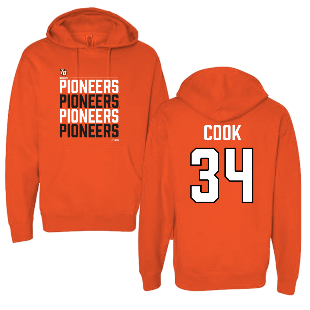 Tusculum University Lacrosse Orange General Hoodie - #34 Payton Cook