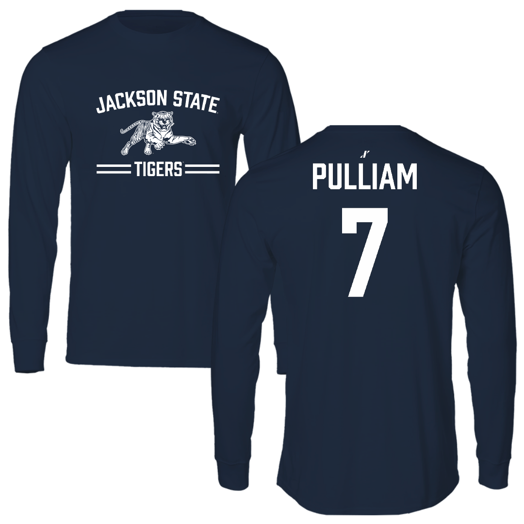 Jackson State University Football Navy General Performance Long Sleeve - #7 Reid Pulliam