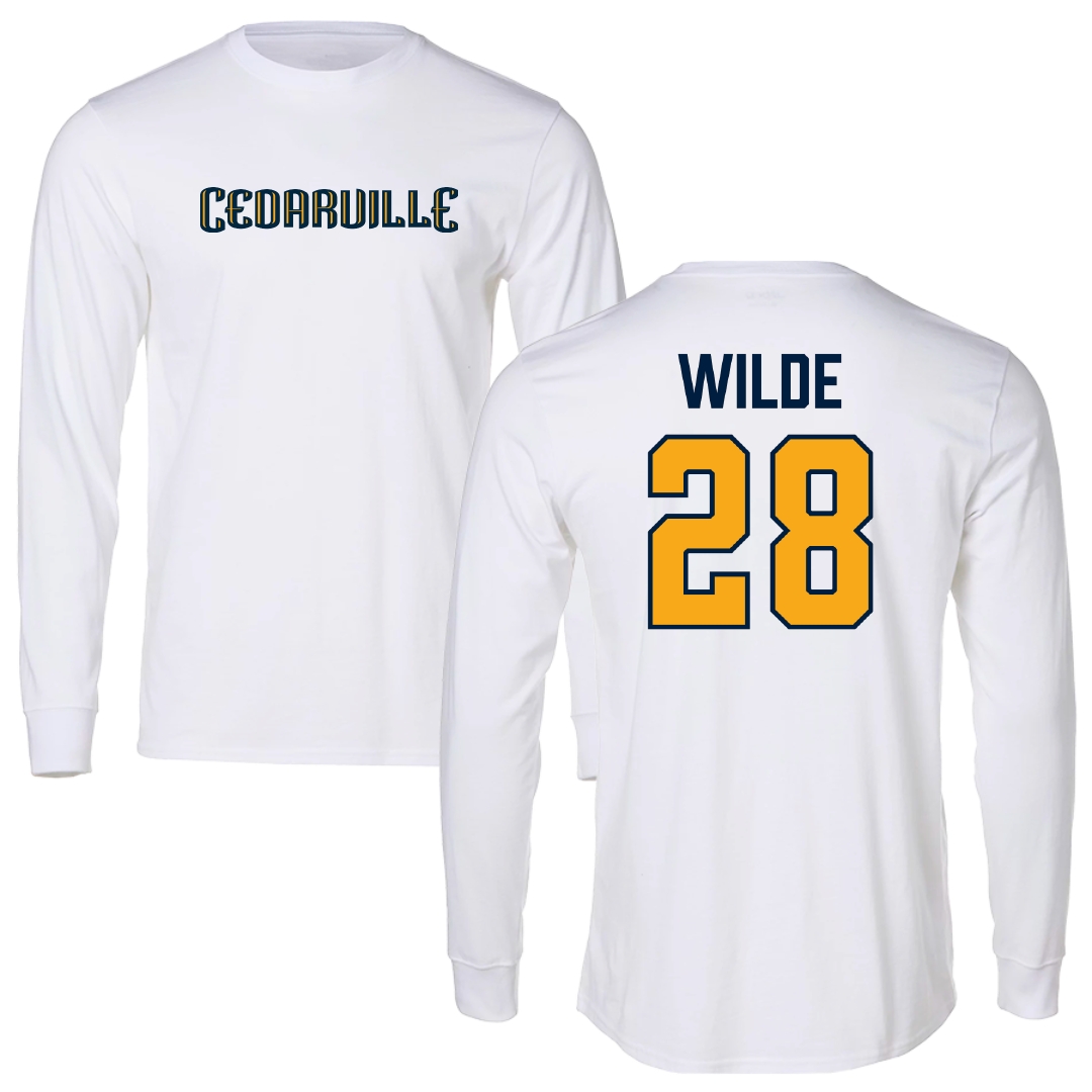 Cedarville University Baseball White Long Sleeve - #28 Kaden Wilde