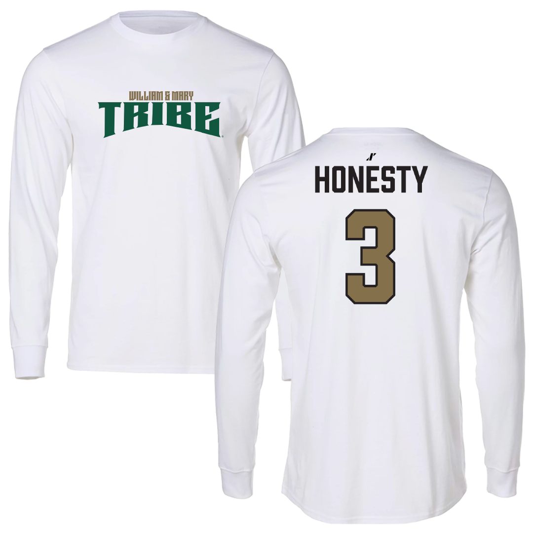 William & Mary Football White Classic Performance Long Sleeve - #3 Alfred Honesty