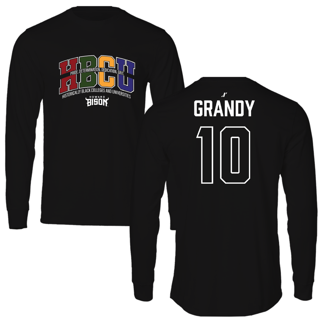 Howard University Football Black HBCU Long Sleeve - #10 Michael Grandy