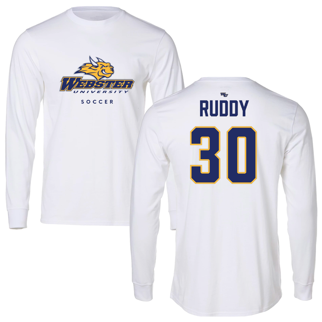 Webster University Soccer (M) White Performance Long Sleeve - #30 Scott Ruddy