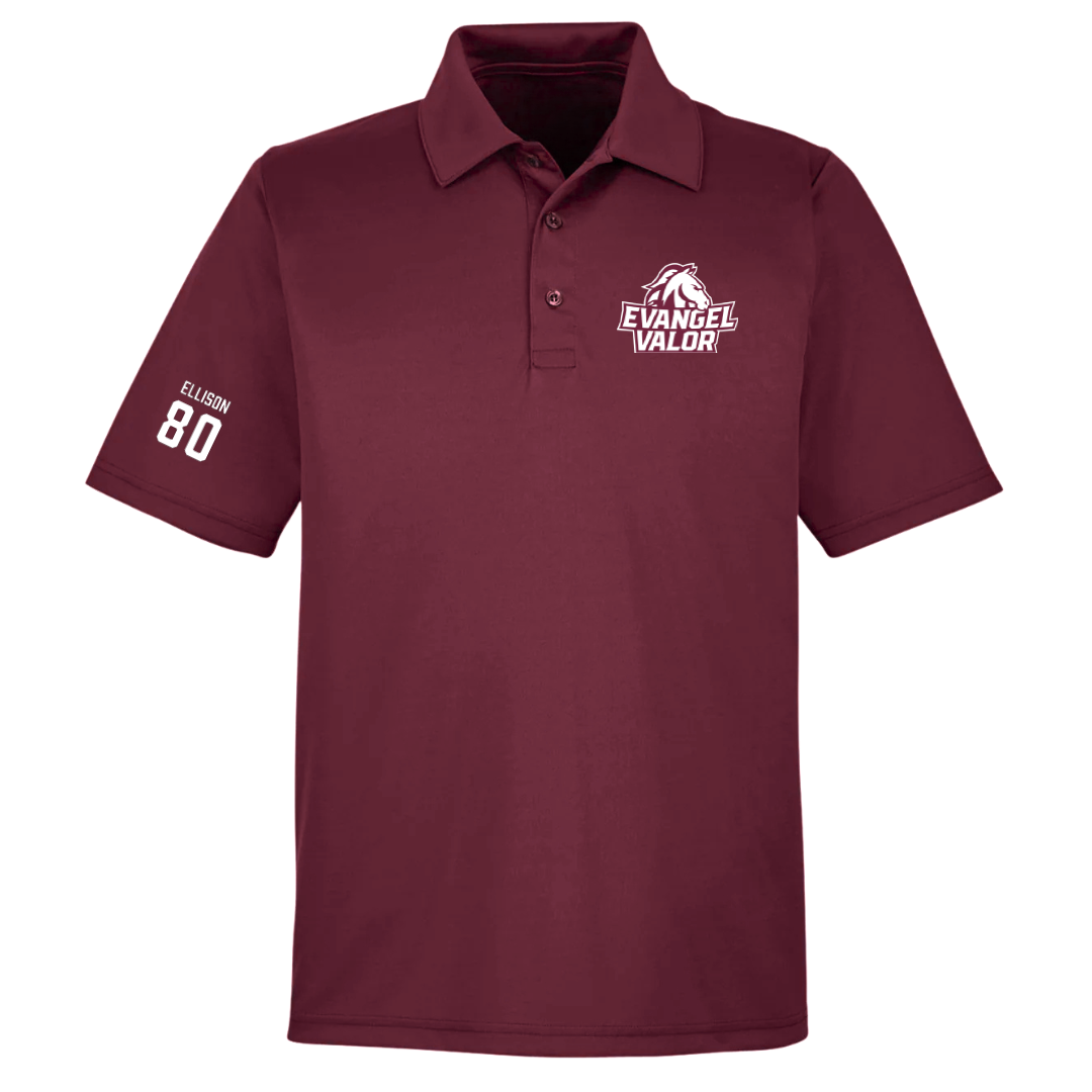 Evangel University Football Maroon Polo - #80 Cannon Ellison