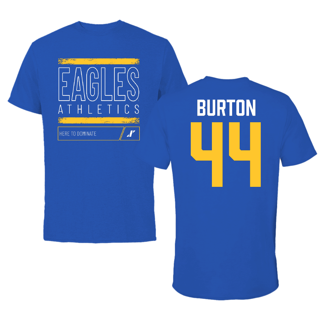 Williams Baptist University Baseball Blue Dominate Performance Tee - #44 JD Burton