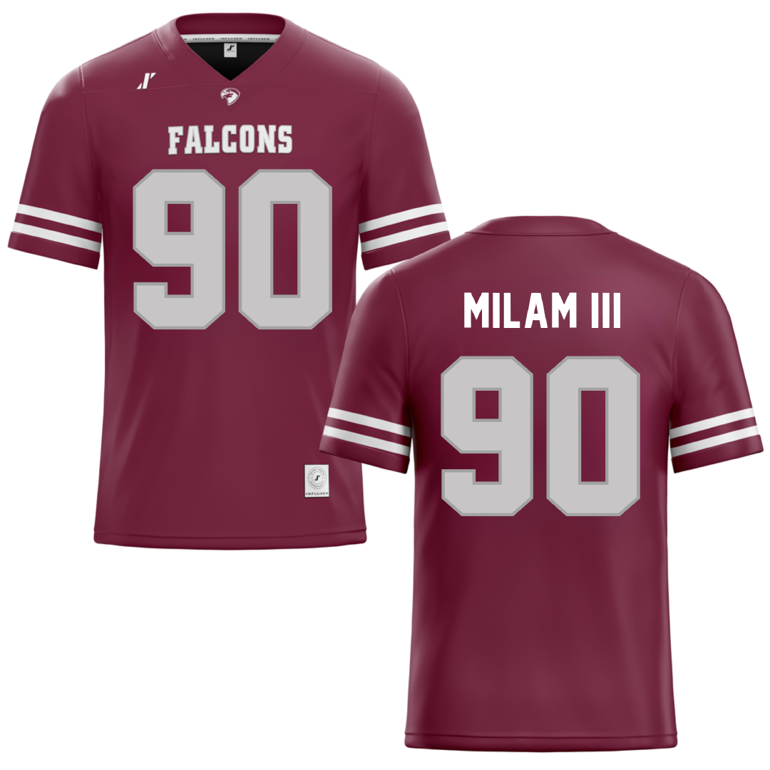 Fairmont State University Maroon Football Jersey - #90 Marshall Milam III