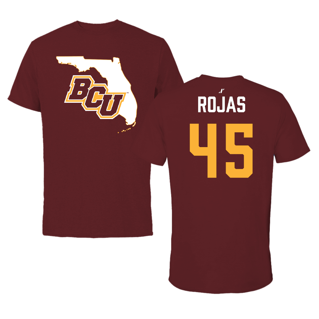 Bethune-Cookman University Softball Maroon State Performance Tee - #45 Leiya Rojas