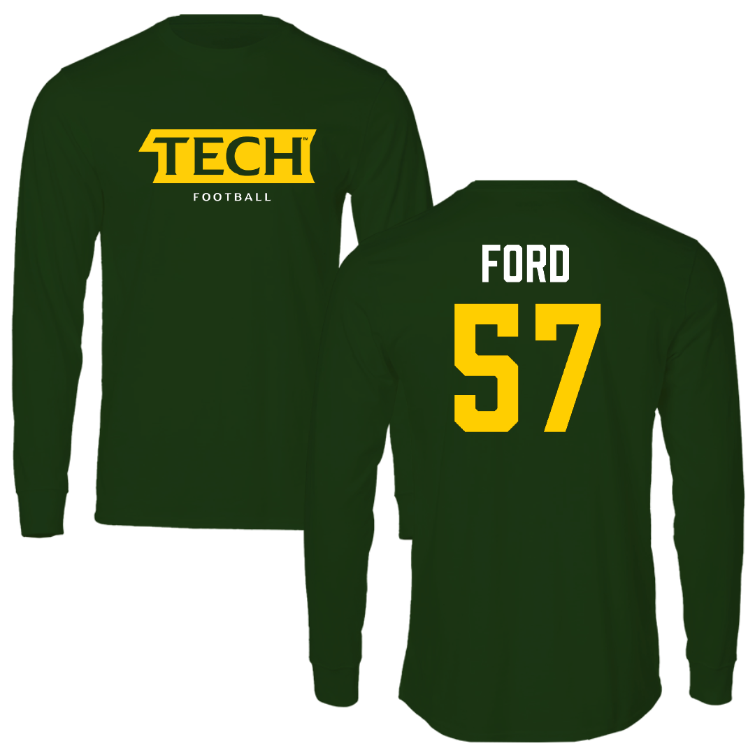 Arkansas Tech University Football Forest Green Long Sleeve - #57 KD Ford