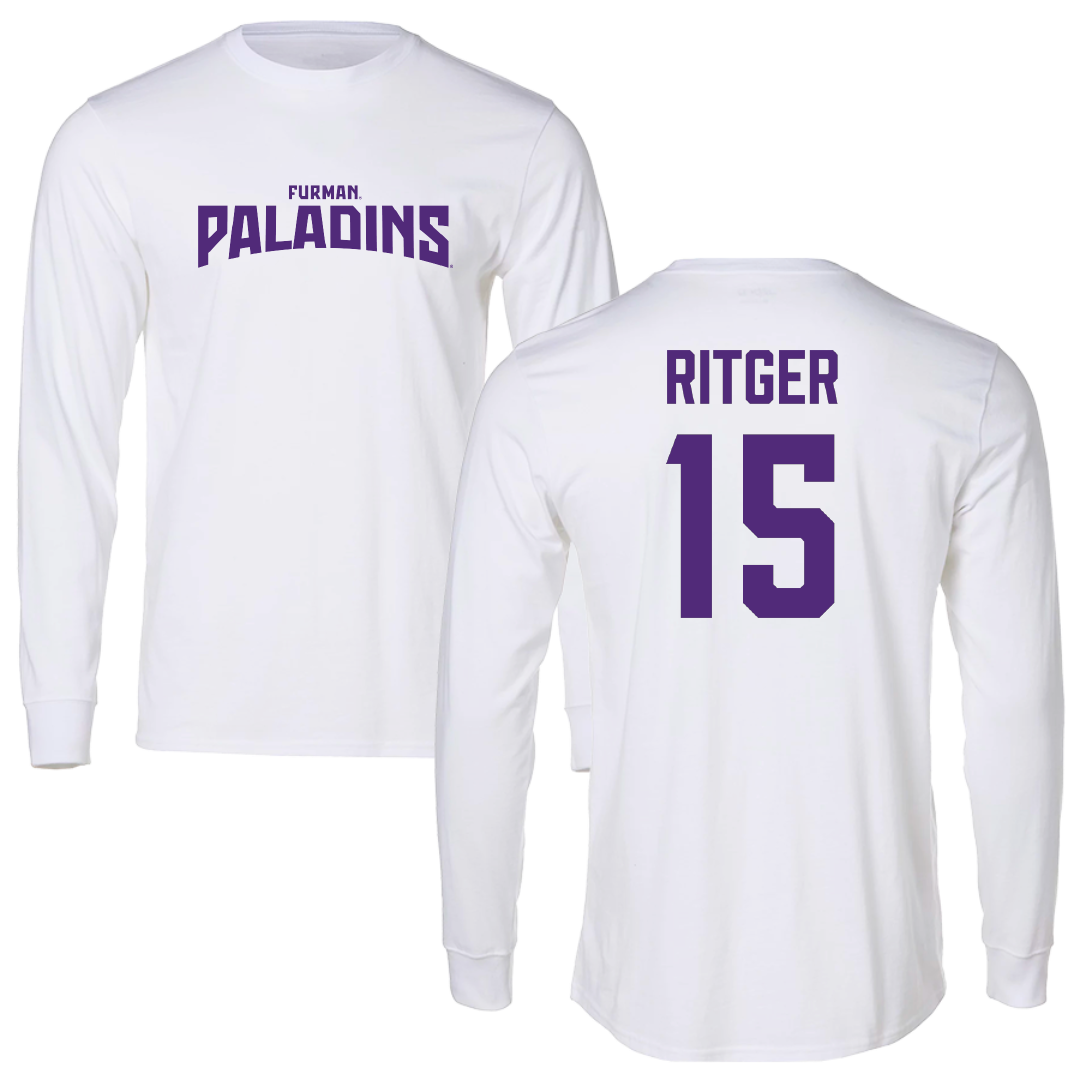 Furman University Basketball (M) White Classic Long Sleeve - #15 Owen Ritger
