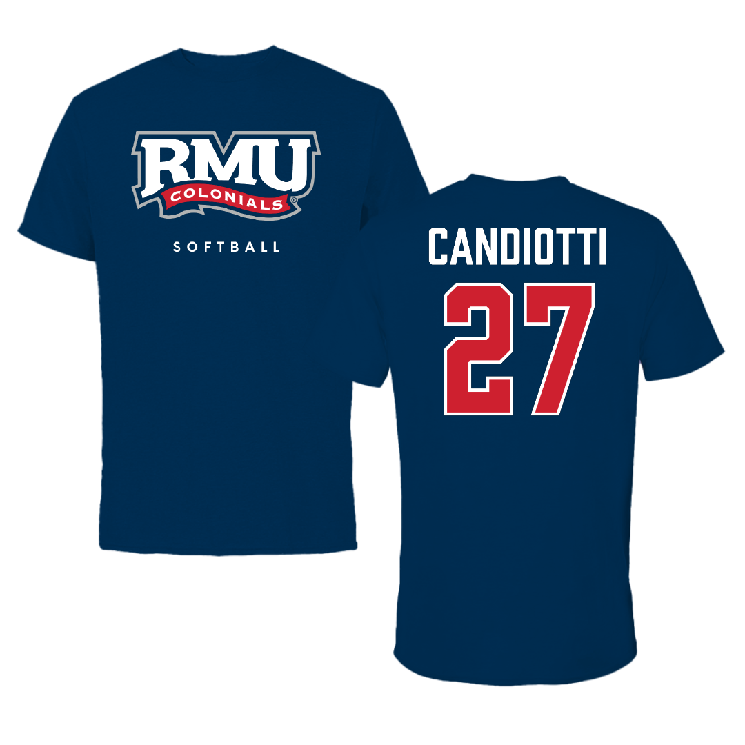 Robert Morris University Softball Navy Tee - #27 Isabella Candiotti