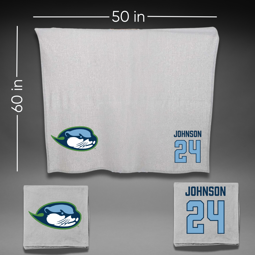 Cal State Monterey Bay Basketball Gray Blanket - #24 Javon Johnson