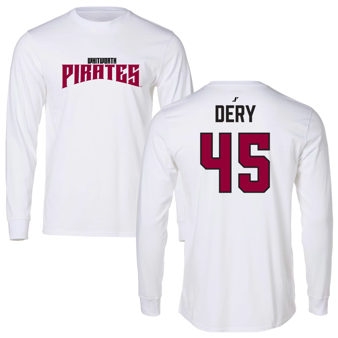 Whitworth University Football White Classic Performance Long Sleeve - #45 Spencer Dery