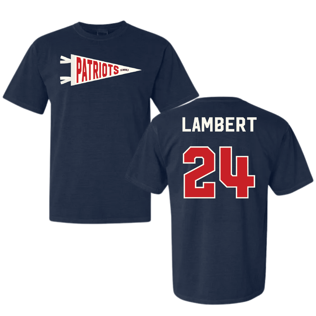 Dallas Baptist University Volleyball Navy Pennant Comfort Colors Tee - #24 Lexi Lambert