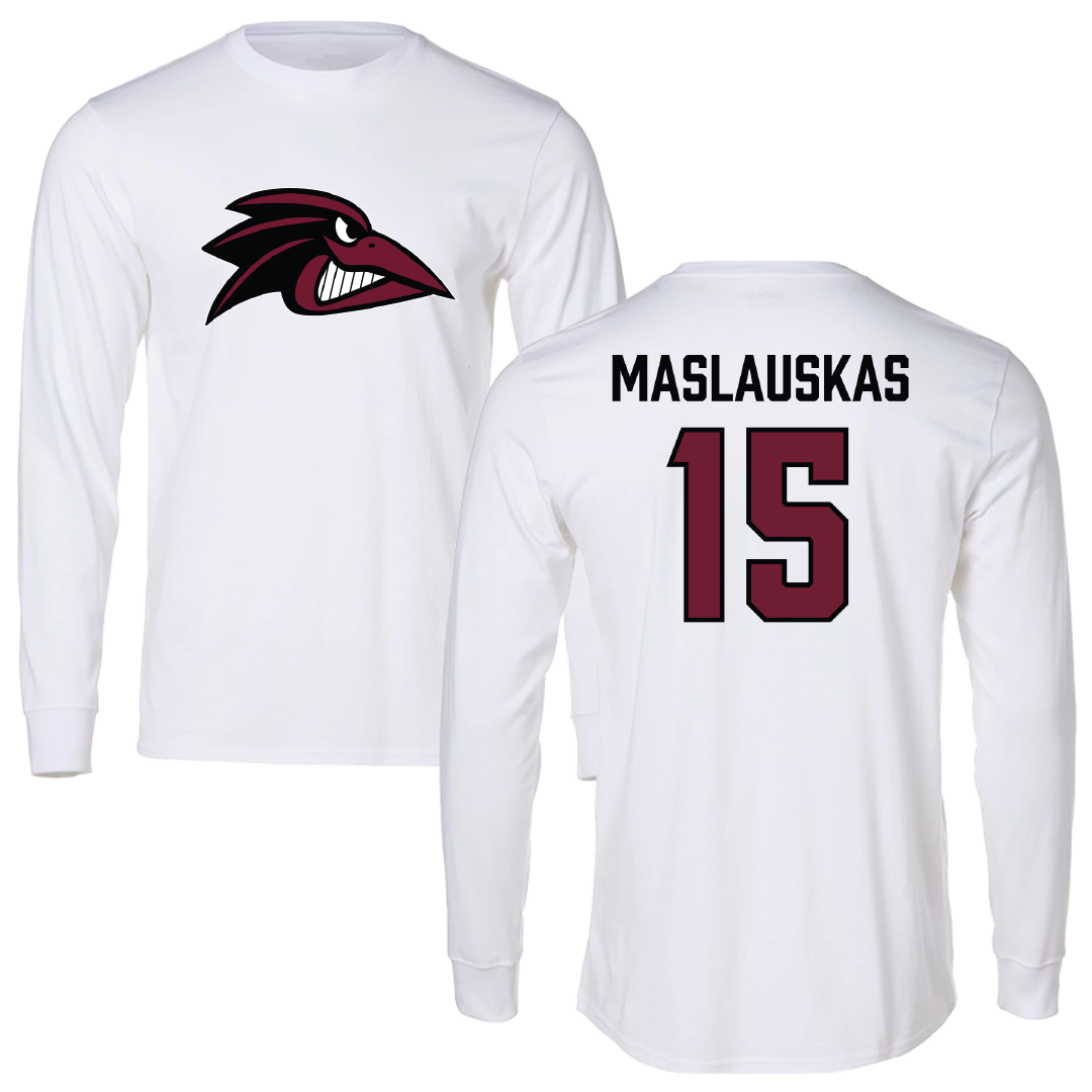 Franklin Pierce University Baseball White Performance Long Sleeve - #15 Vinny Maslauskas