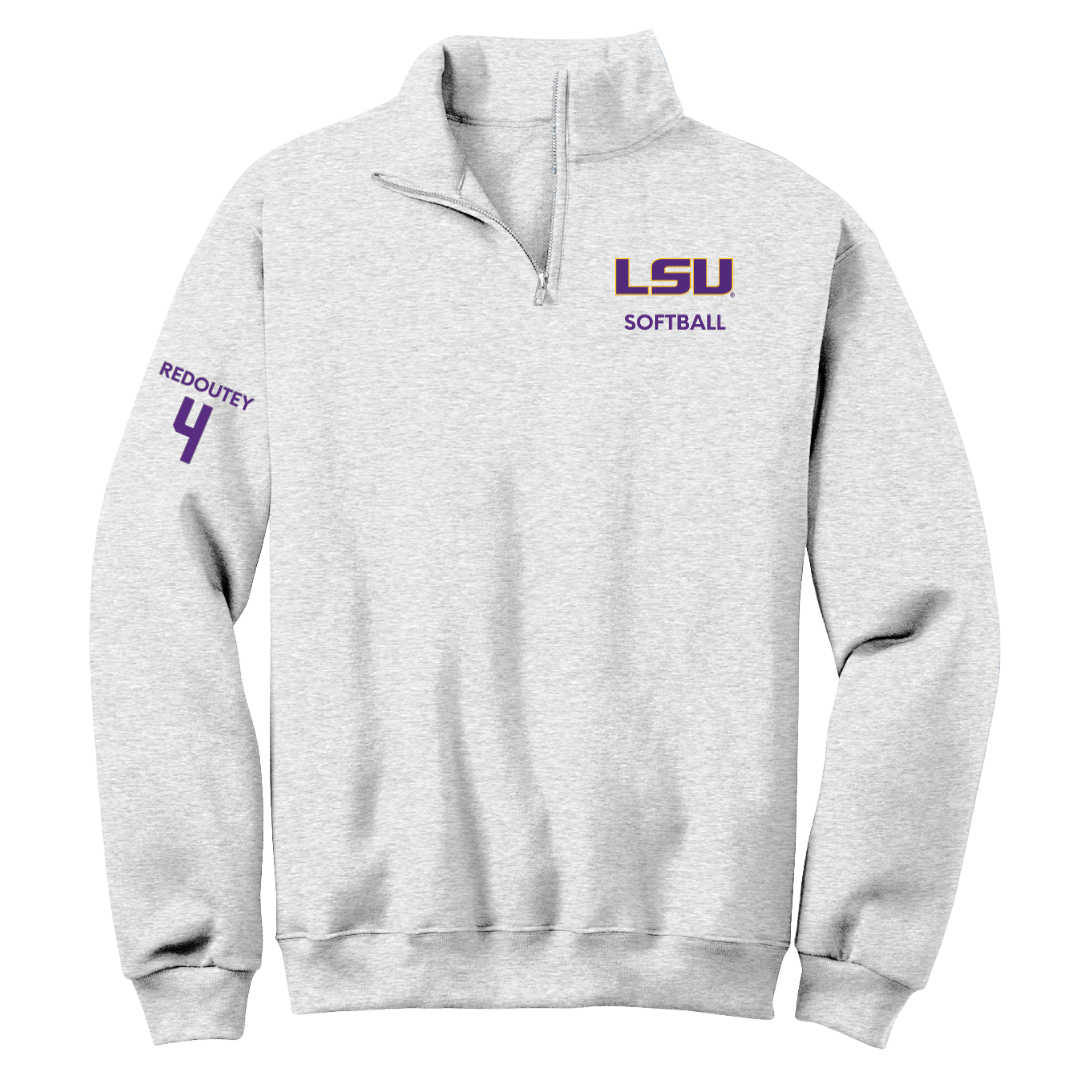 Louisiana State University Softball Light Gray Quarter-Zip - #4 McKenzie Redoutey