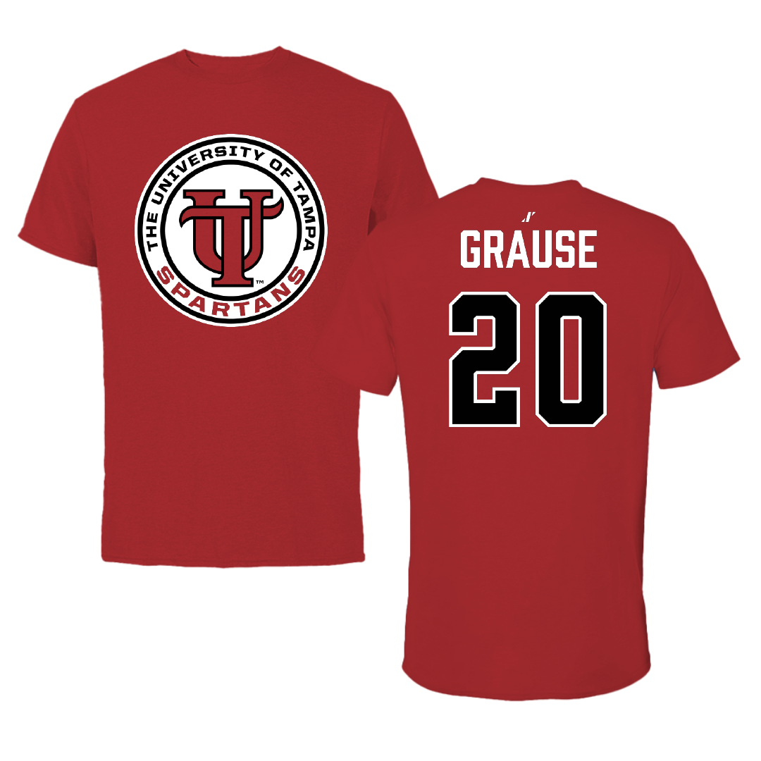 University of Tampa Baseball Canvas Red Tee - #20 Austin Grause