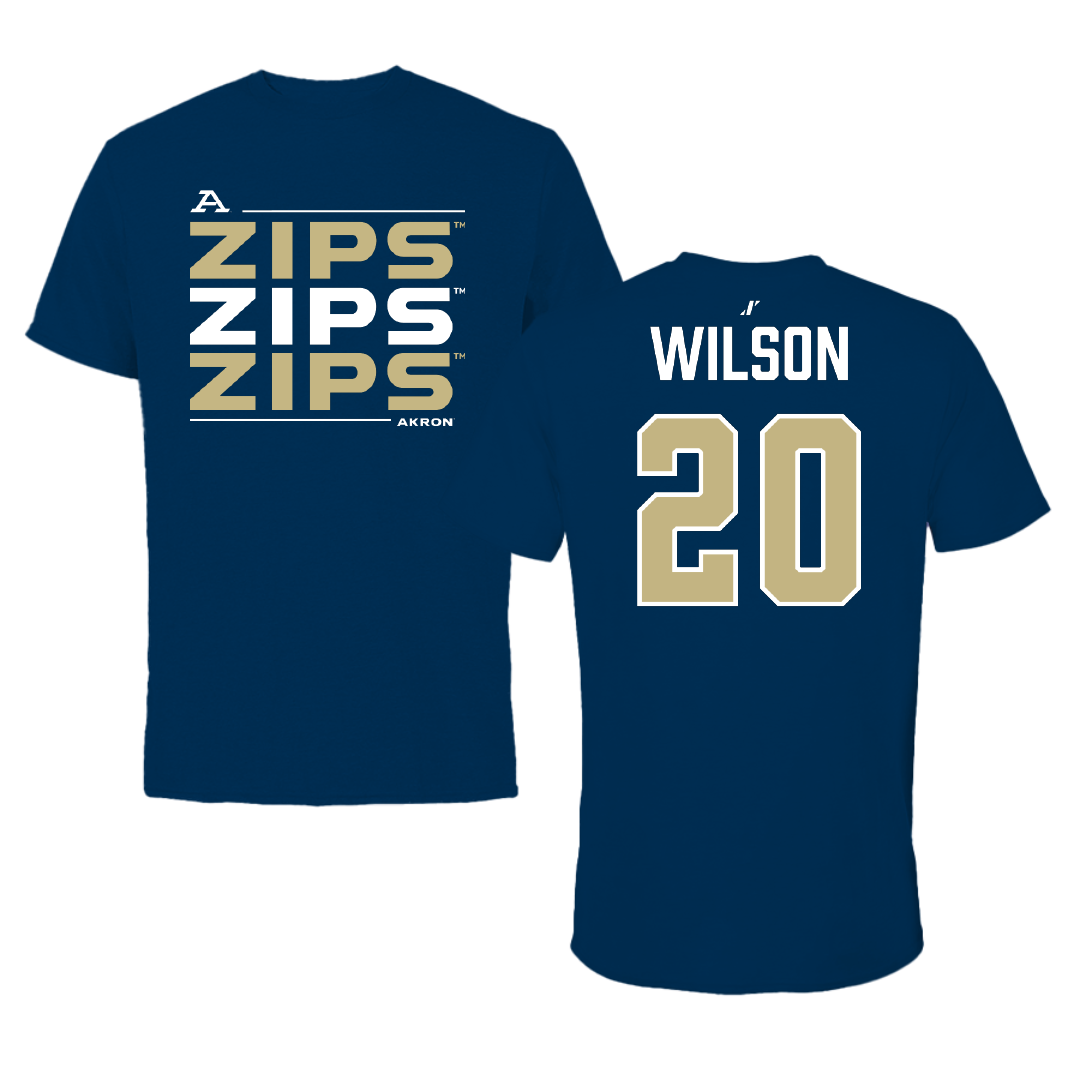 University of Akron Basketball Navy General Tee - #20 Evan Wilson
