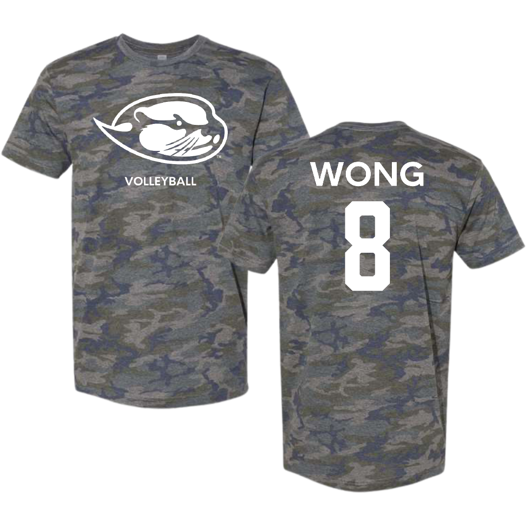 Cal State Monterey Bay Volleyball (W) Vintage Camo Tee - #8 Natalie Wong