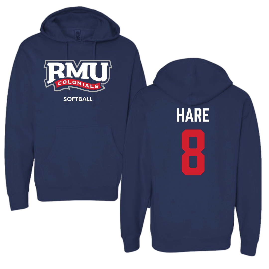 Robert Morris University Softball Navy Hoodie - #8 Alivia Hare