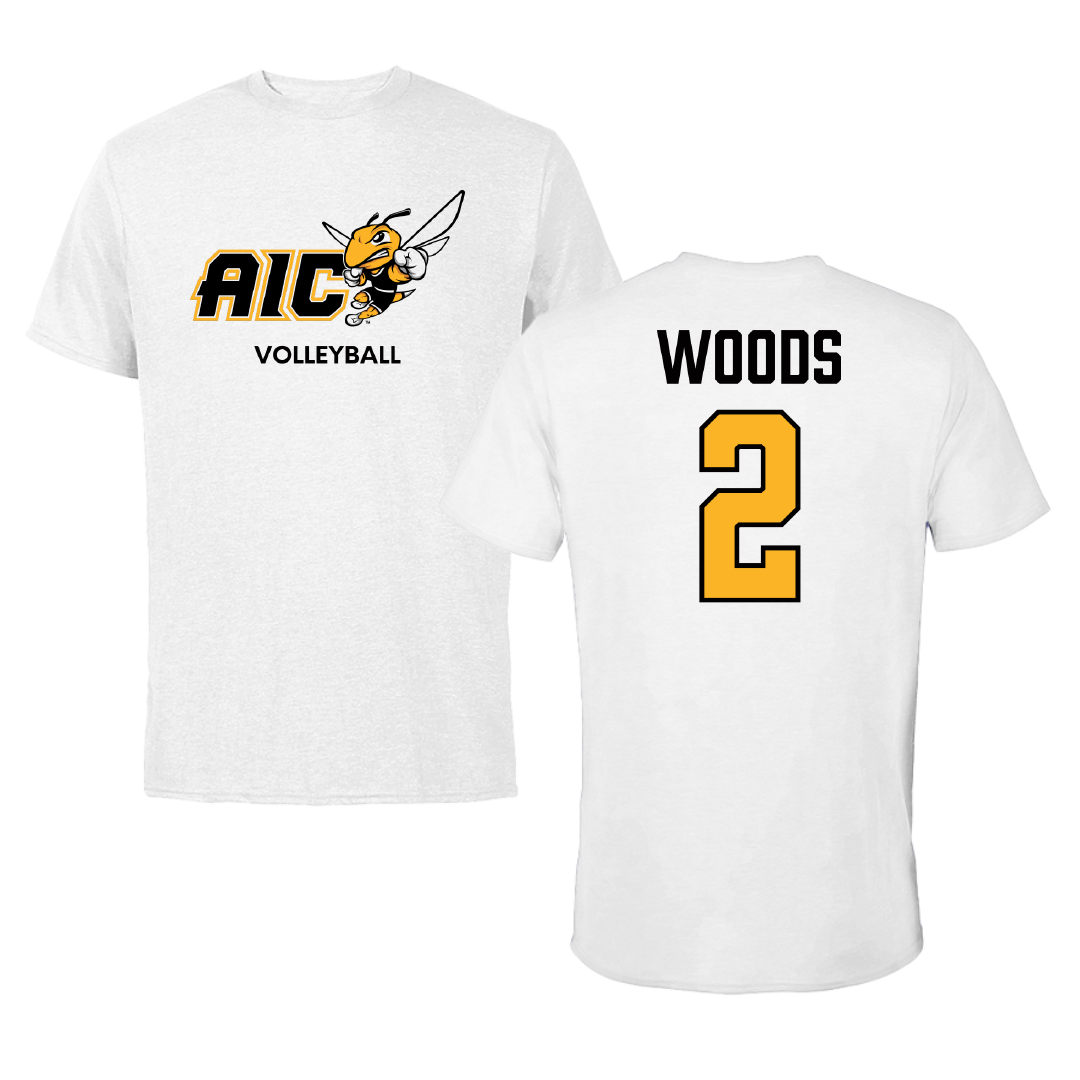American International College Volleyball (M) White Performance Tee - #2 Rian Woods