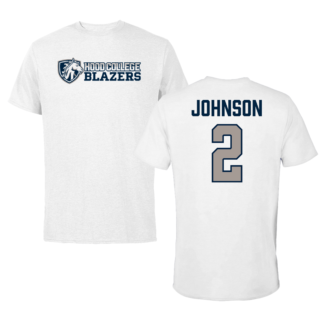 Hood College Basketball (W) White Performance Tee - #2 Kourtney Johnson