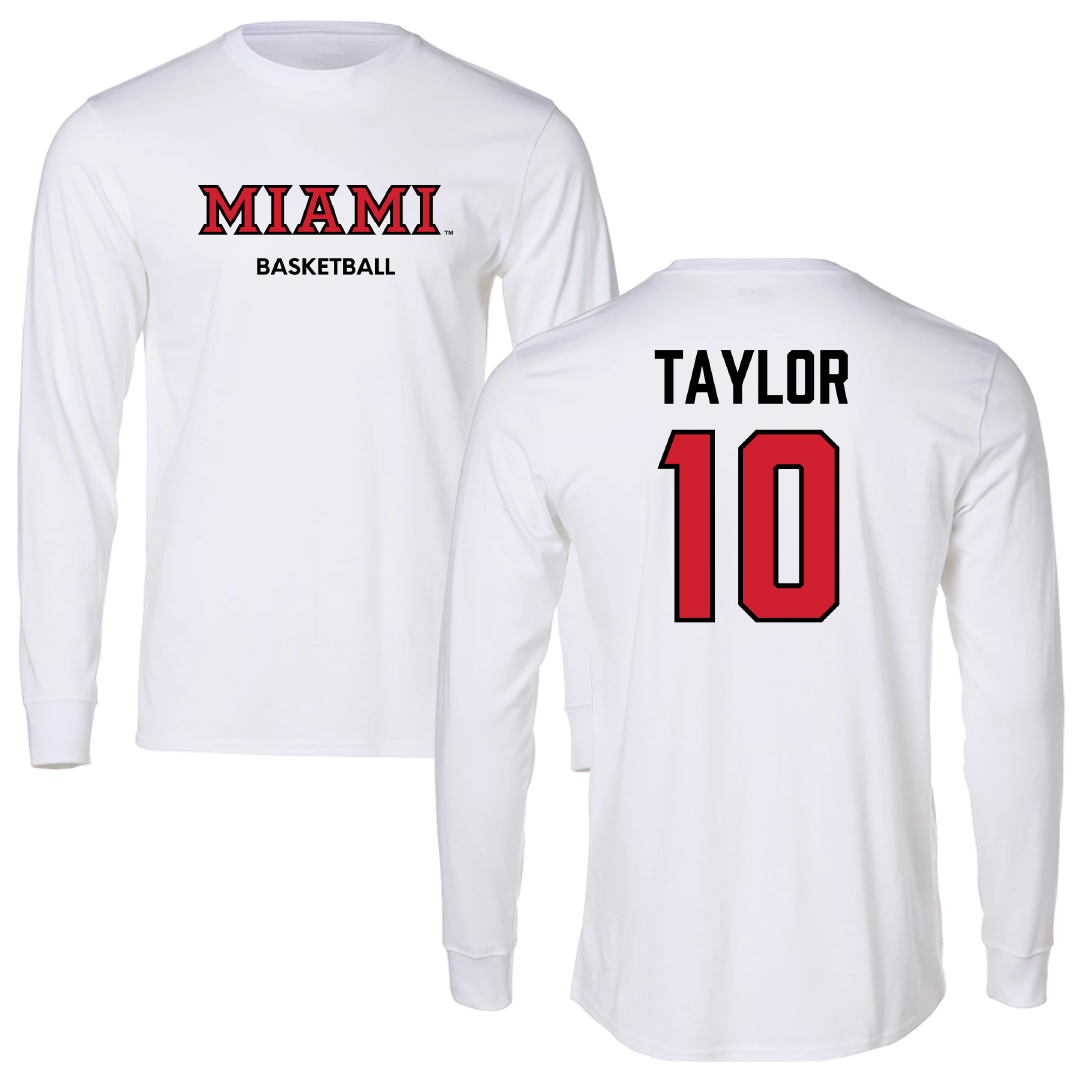 Miami University (Ohio) Basketball (W) White Performance Long Sleeve - #10 Macie Taylor