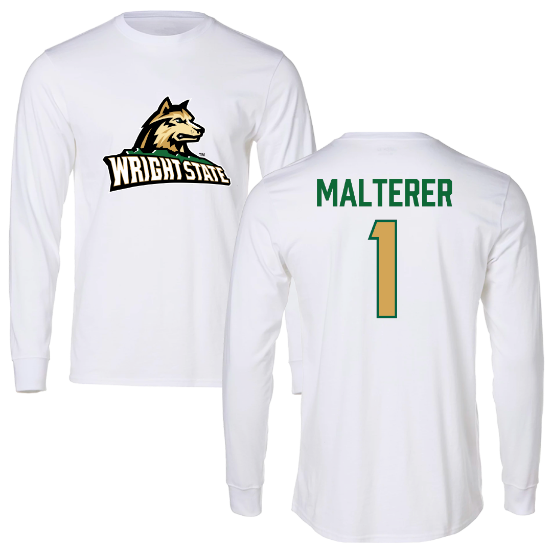 Wright State University Soccer White Performance Long Sleeve - #1 Alessandro Malterer