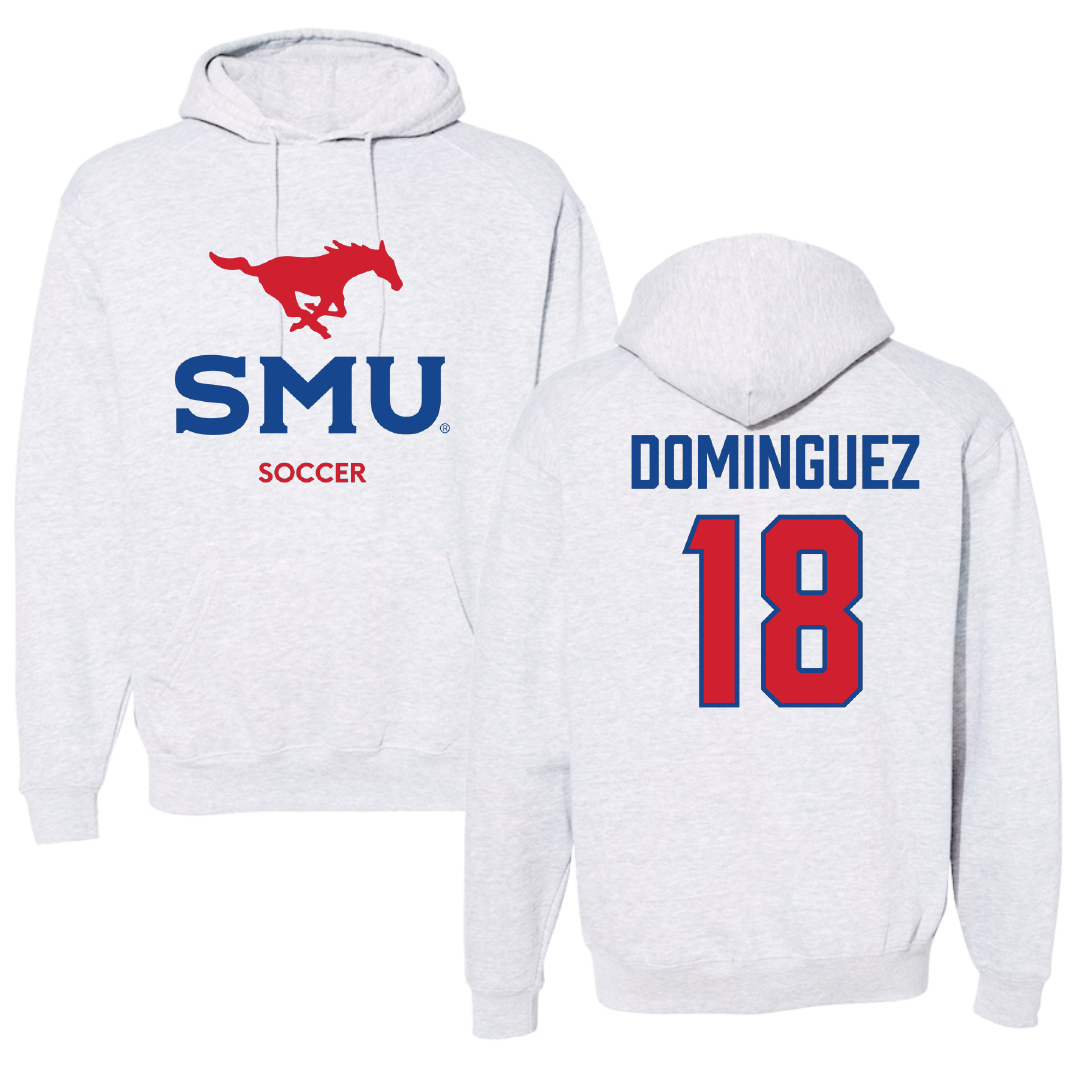 Southern Methodist University Soccer (M) Light Gray Hoodie - #18 Martin Dominguez