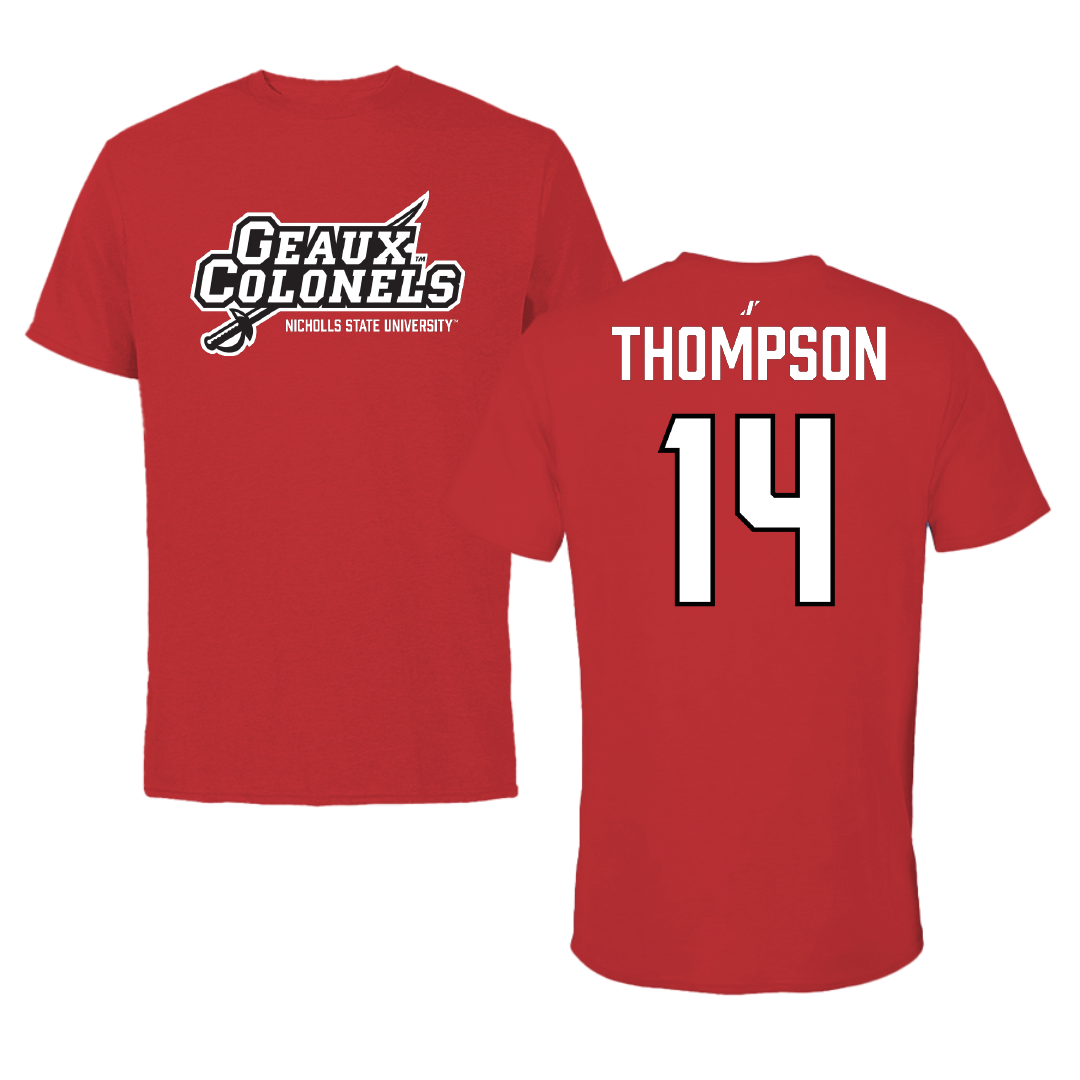 Nicholls State University Baseball Red General Tee - #14 Caston Thompson
