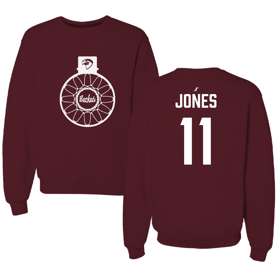 Fairmont State University Basketball (W) Maroon Buckets Crewneck - #11 Amiel Jones