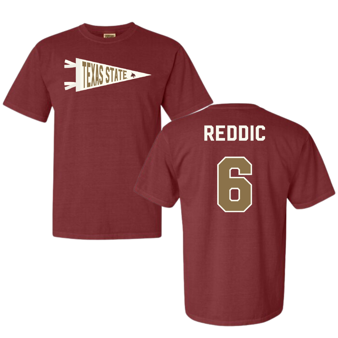 Texas State University Soccer Maroon Pennant Comfort Colors Tee - #6 Grace Reddic