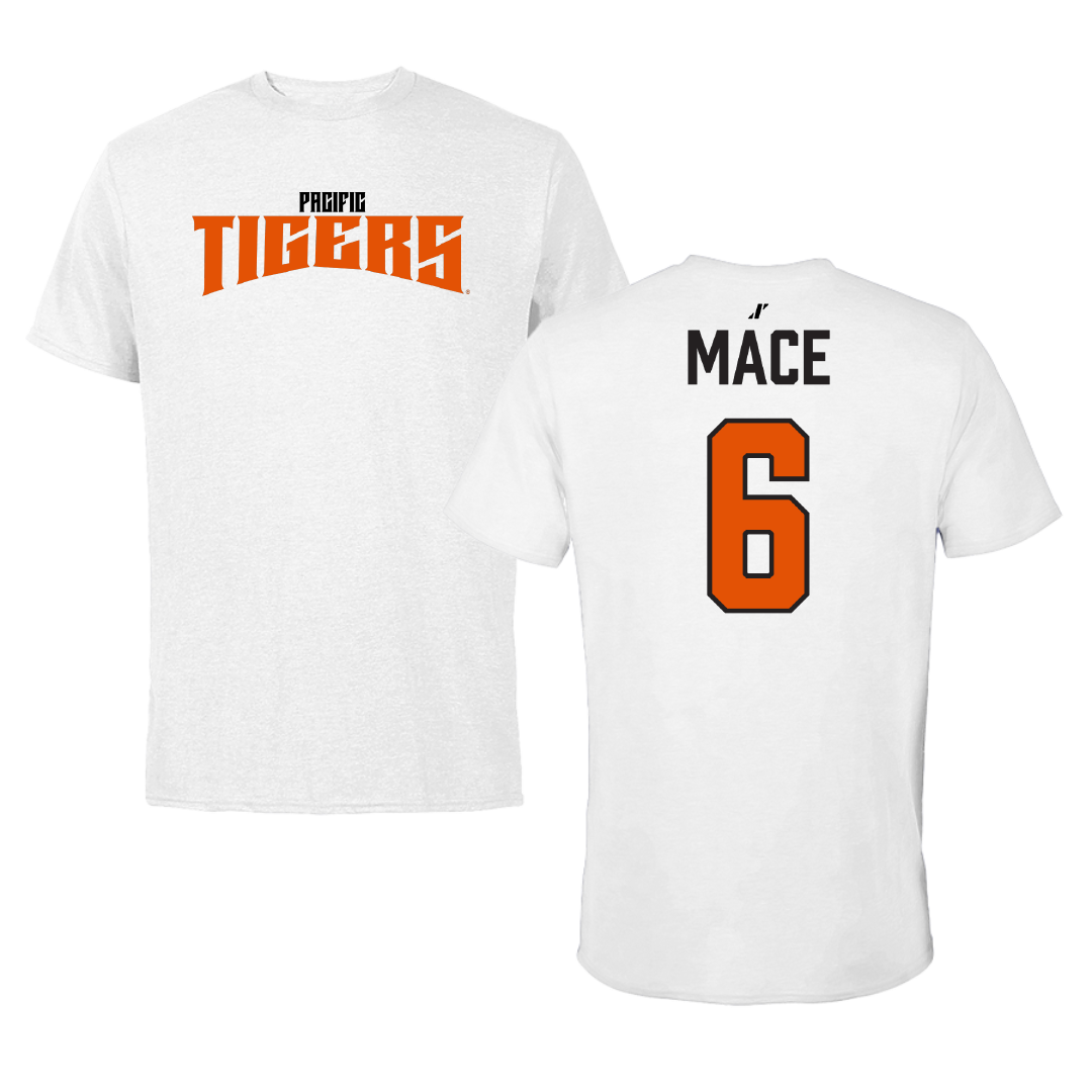 University of the Pacific Softball White Classic Tee - #6 Katelyn Mace