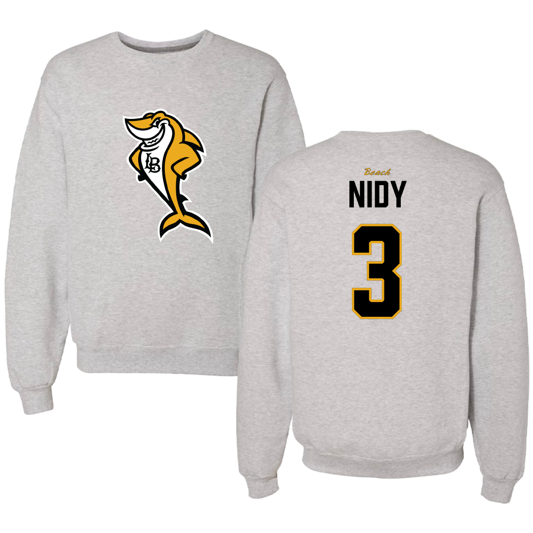 Long Beach State University Soccer Gray Crewneck - #3 Logan Nidy