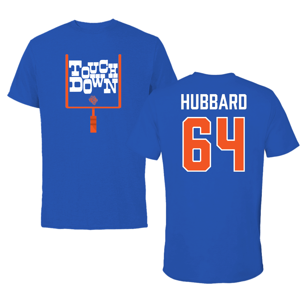 Savannah State University Football Blue Touchdown Performance Tee - #64 Christian Hubbard