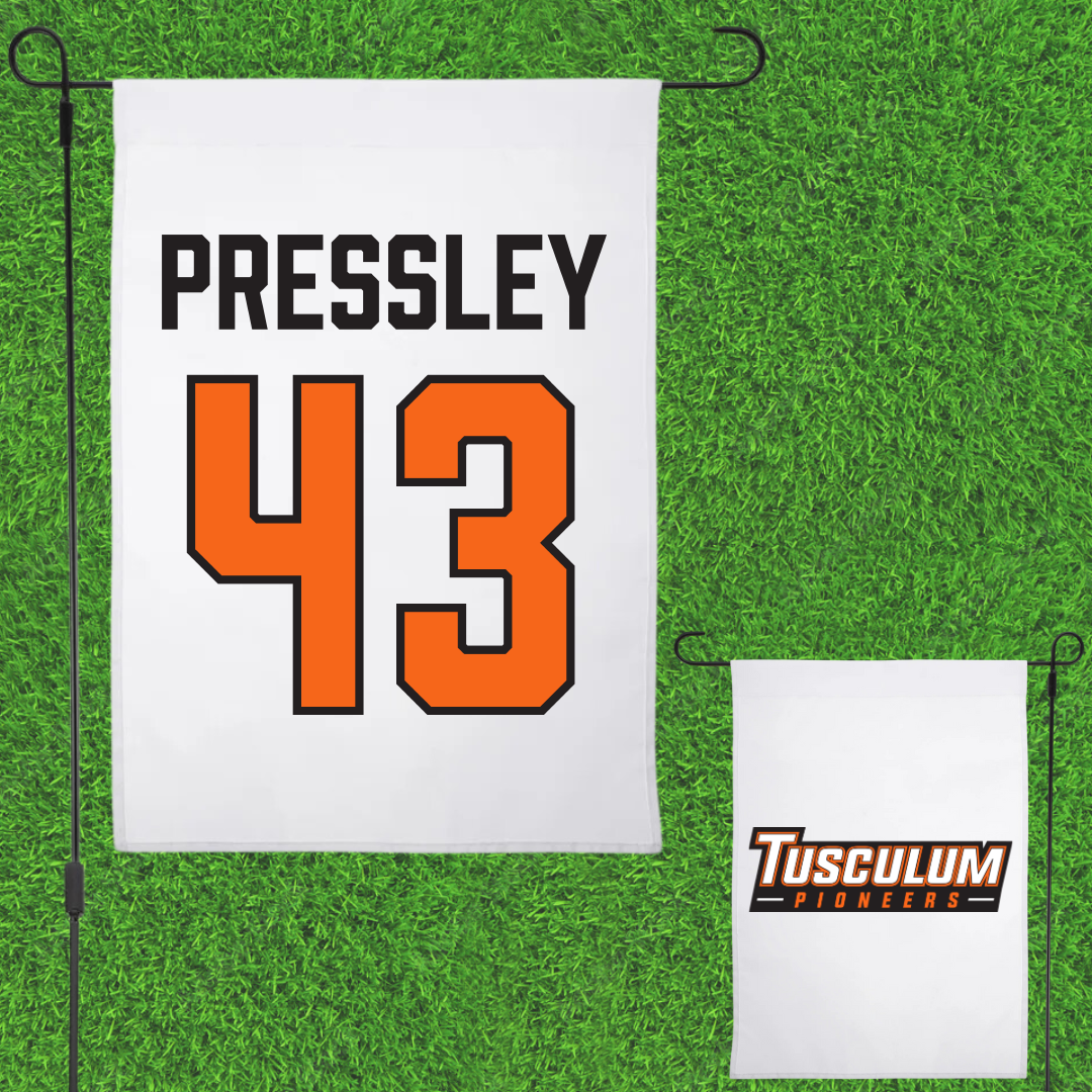 Tusculum University Lacrosse White Garden Flag - #43 Brody Pressley