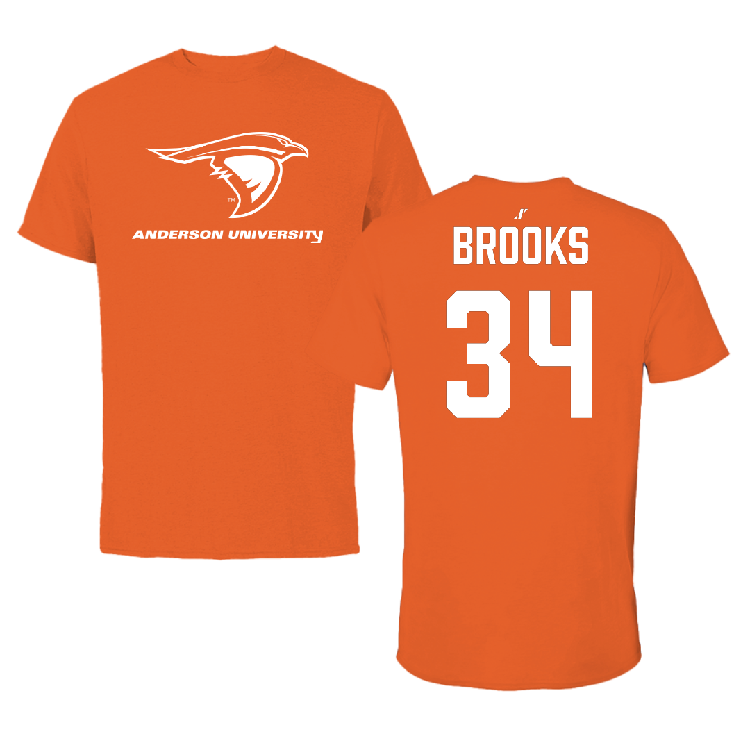 Anderson University (Indiana) Baseball Orange Tee - #34 Landon Brooks