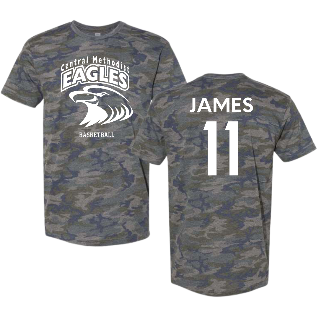 Central Methodist University Basketball (M) Vintage Camo Tee - #11 Kevin James