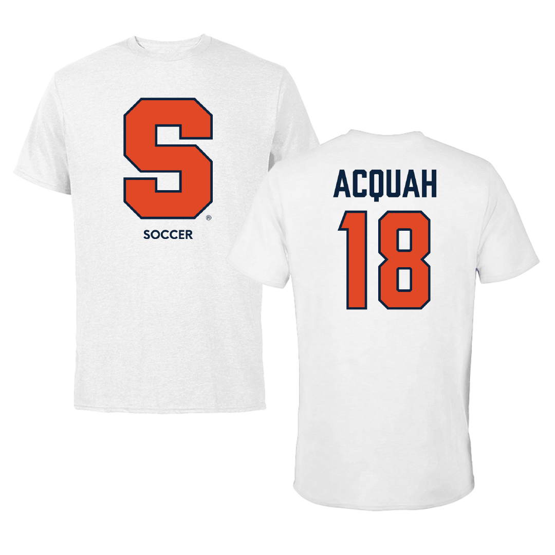 Syracuse University Soccer (M) White Performance Tee - #18 Michael Acquah