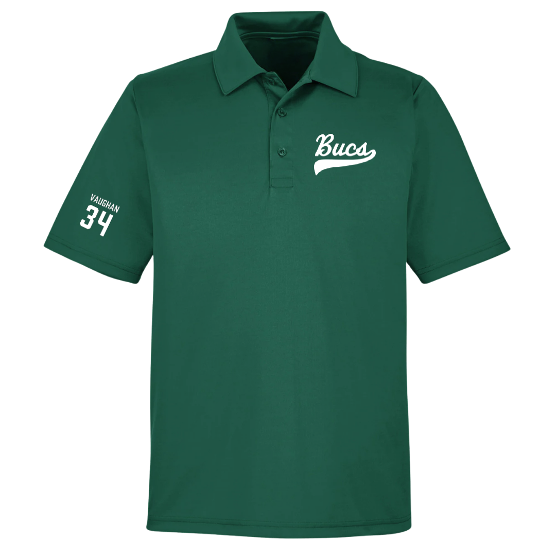 Shelton State Community College Baseball Forest Green Polo - #34 Sam Vaughan