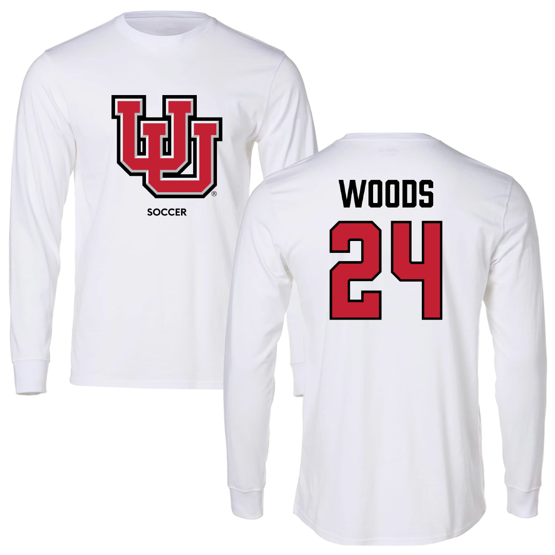 University of Utah Soccer (W) White Block Performance Long Sleeve - #24 Bella Woods