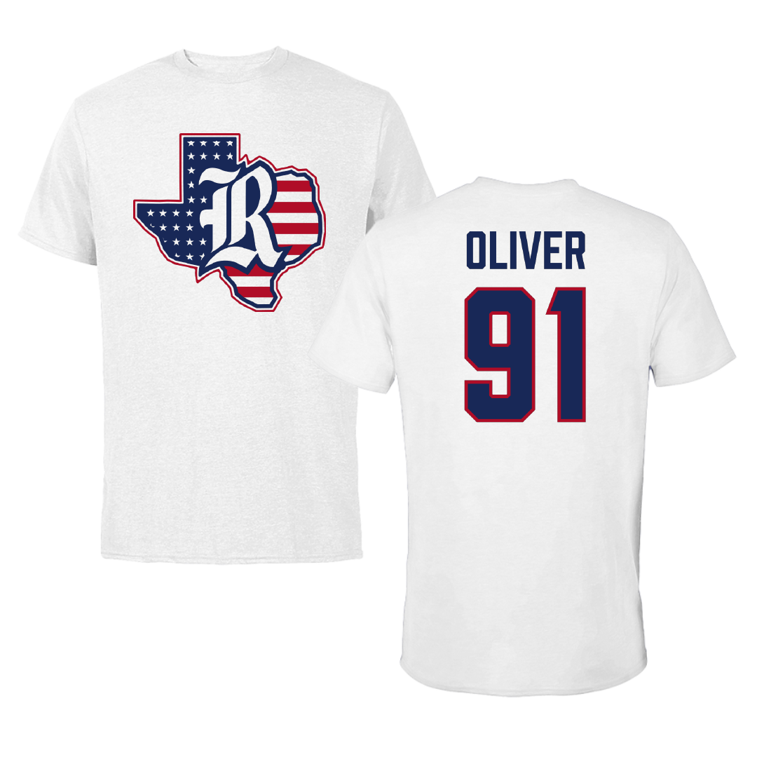 Rice University Football White Tee - #91 Devon Oliver