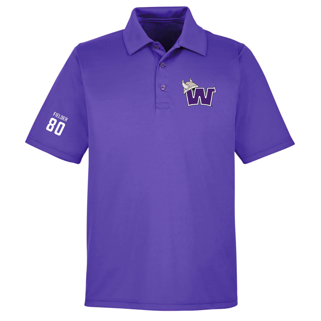 Waldorf University Football Purple Polo - #80 Ahmir Fielder