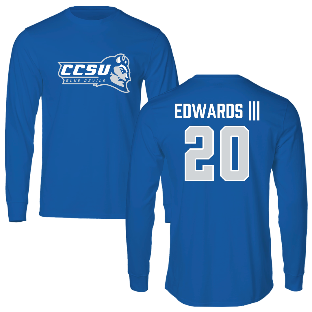 Central Connecticut State University Basketball (M) Blue Devils Long Sleeve - #20 Corsley Edwards |||