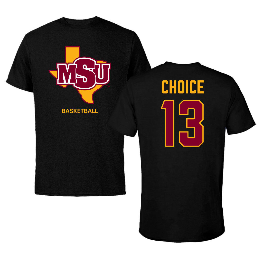 Midwestern State University Basketball (W) Black Performance Tee - #13 Da'Lonna Choice